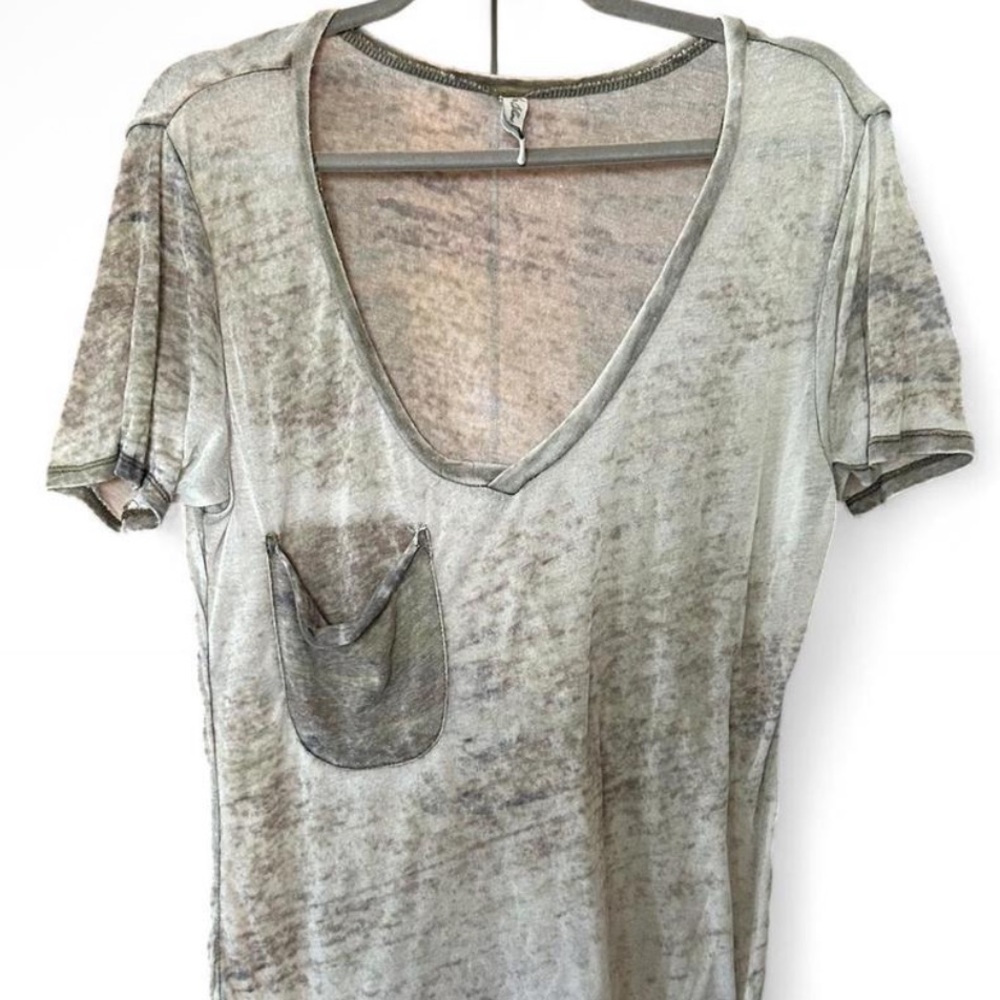 Others Follow Textured Gray V-Neck Tee